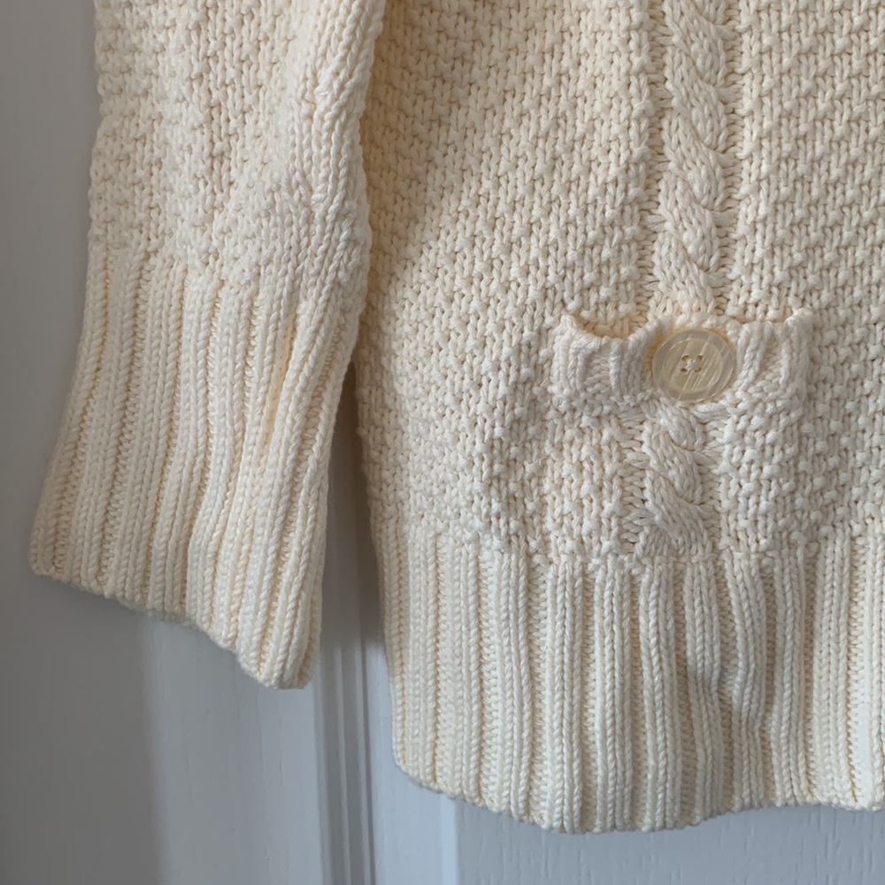 NWOT BANANA REPUBLIC Winter White Crochet Deep V-Neck Cardigan Sweater Size S - Picture 5 of 13